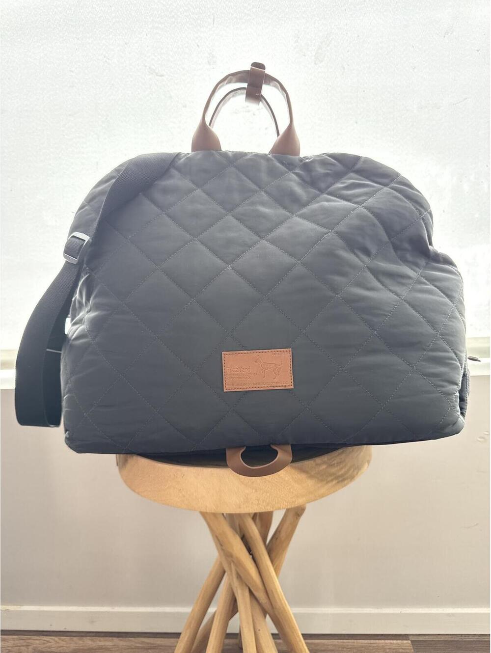 FuzzYard Dog Carrier Travel Bag Quilted Black Pet Carrier 18x14x14